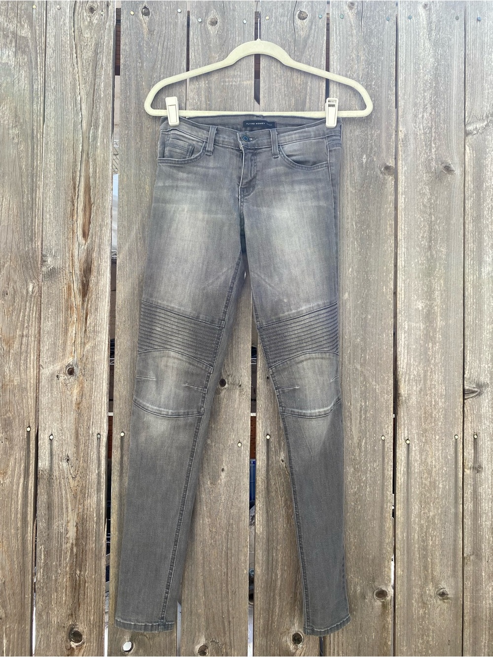 Flying Monkey Women’s Grey Moto Skinny Jeans